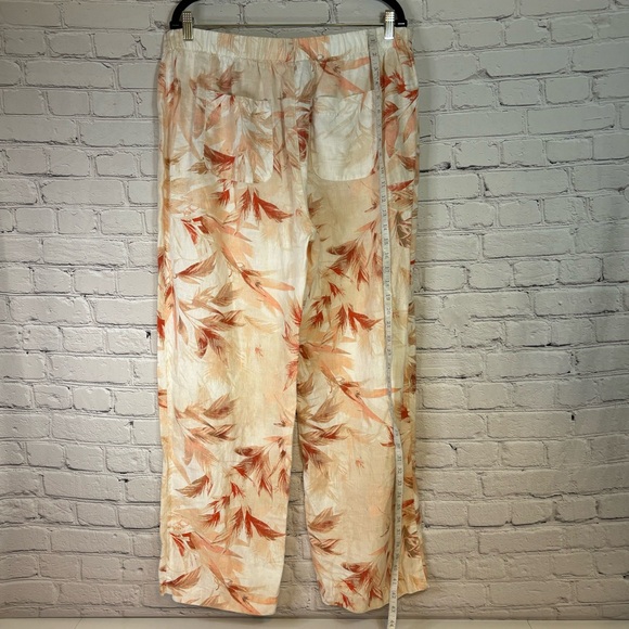 Chico’s Peach Tropical Floral Linen Pants Size 14 - Picture 2 of 10